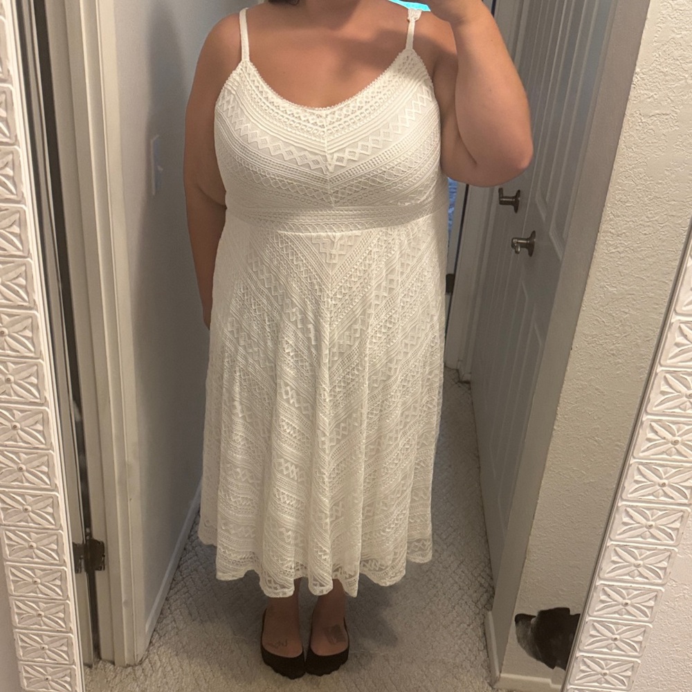 Torrid White Lace Midi Dress